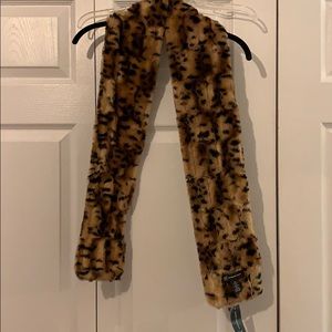 Faux fur animal print scarf
